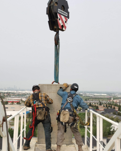 Workers building